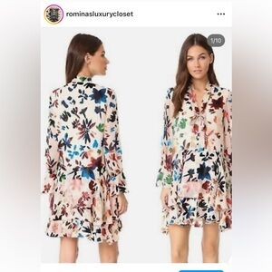 🍂🍁Alice & Olivia “Moran” Flocked Chiffon Dress 🤎